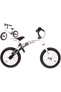 Bicicleta fara pedale cu cadru reversibil SporTrike, alb cu negru