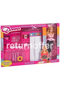 Papusa Donna Fashion cu bucatarie utilata si accesorii