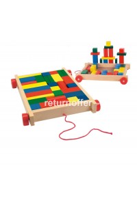 Cuburi de constructie Woodyland cu carucior