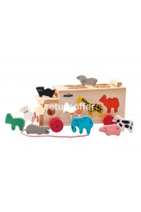 Camion din lemn cu animale pentru invatarea formelor – Woodyland