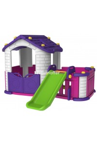 Casuta de joaca modular 2 in 1 cu tobogan, mov