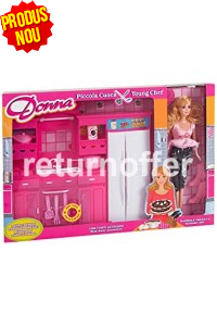 Papusa Donna Fashion cu bucatarie utilata si accesorii